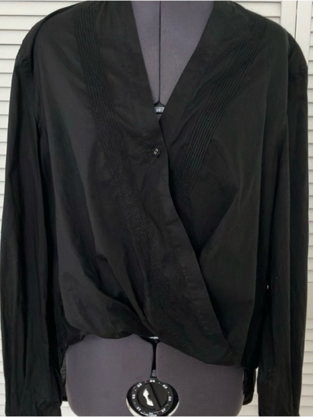 RAG & BONE Black  Draped V-Neck l/s Women's cotton Top. Sz XS